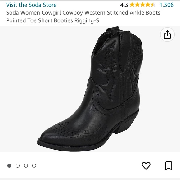 NIB Soda Black Ankle Cowboy Boots - Picture 1 of 3